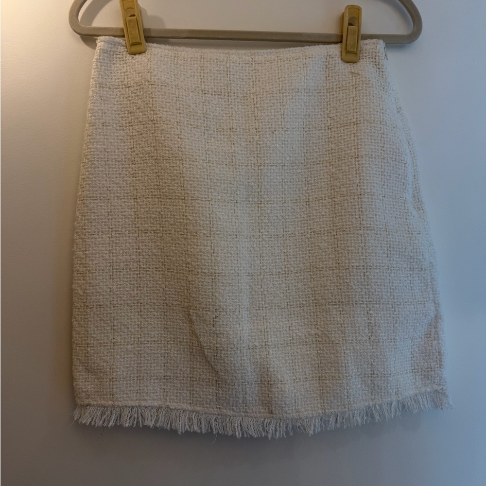 Classic Cream Tweed Mini Skirt